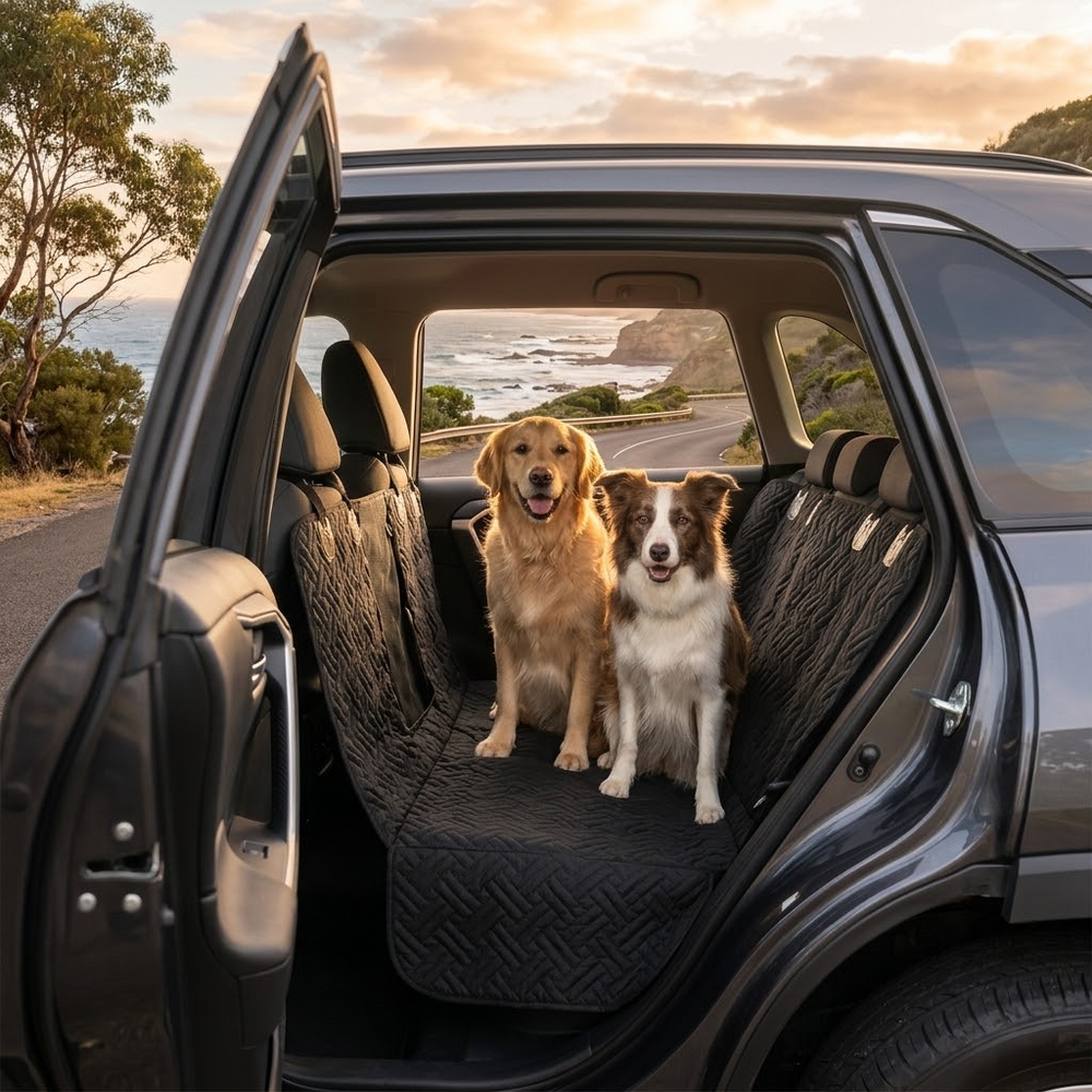 Dog resting on a hard-bottom back seat extender